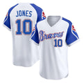 Atlanta Braves #10 Chipper Jones Player White Throwback Cooperstown Collection T-shirt Game Stitched Baseball Jersey