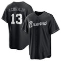 Atlanta Braves #13 Ronald Acuna Jr. Black Lights Out Limited Stitched Baseball Jersey