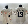Atlanta Braves #13 Ronald Acuña Jr. Cream 2024 Atliens & Peach With Outkast Patch Vapor Limited Stitched Baseball Jersey