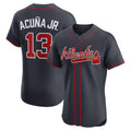 Atlanta Braves #13 Ronald Acuña Jr. Navy Alternate Elite Baseball Jersey