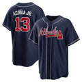 Atlanta Braves #13 Ronald Acuna Jr. Navy Alternate Replica Player Name Baseball Jersey