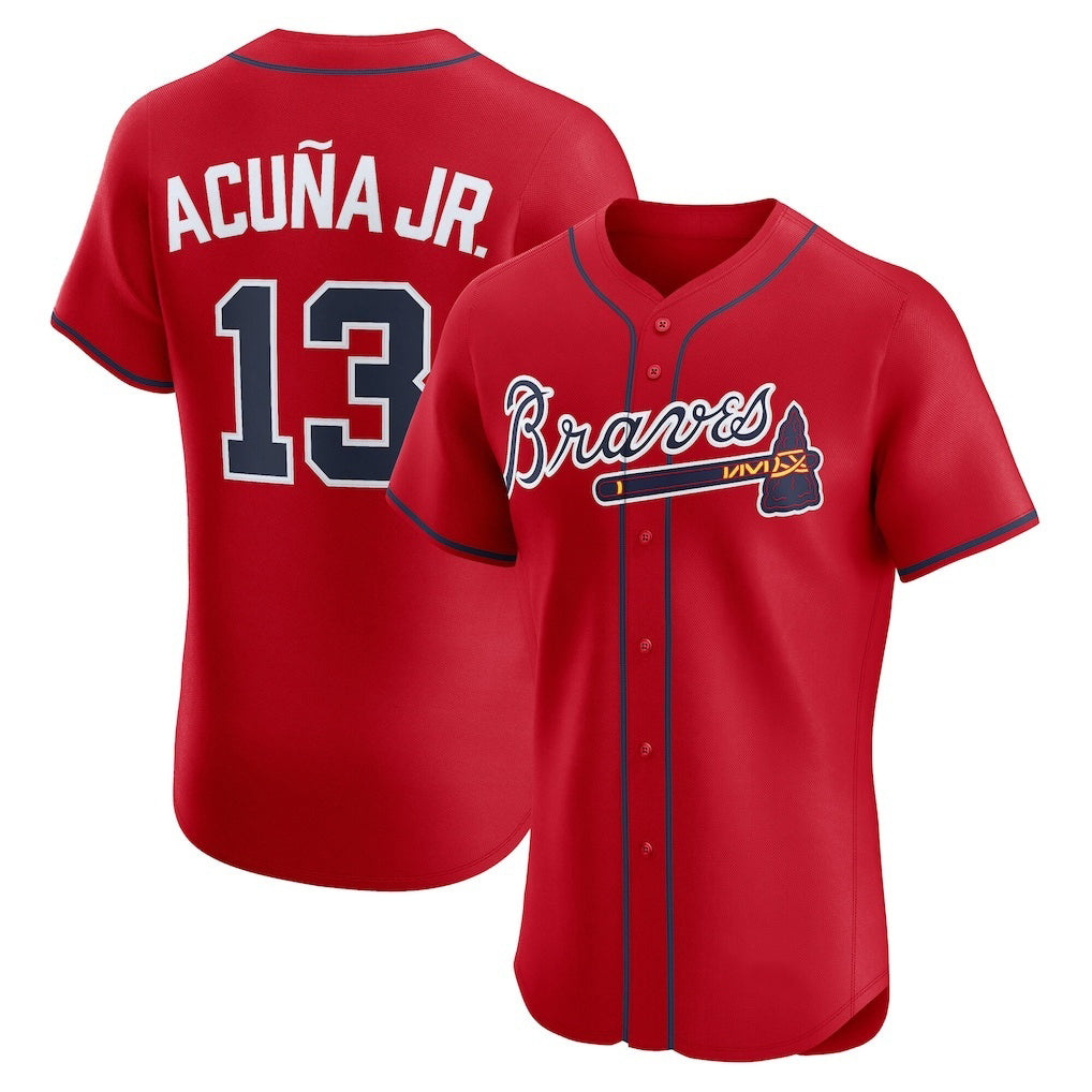 Atlanta Braves #13 Ronald Acuña Jr. Red Alternate 2 Elite Baseball Jersey