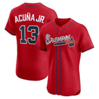 Atlanta Braves #13 Ronald Acuña Jr. Red Alternate 2 Elite Baseball Jersey