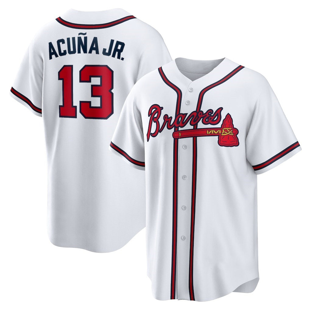 Atlanta Braves #13 Ronald Acuna Jr. White Home Replica Player Name Baseball Jersey
