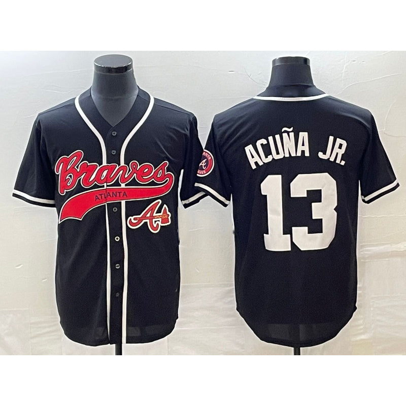 Atlanta Braves #13 Ronald Acuna Jr Black Cool Base Stitched Baseball Jersey