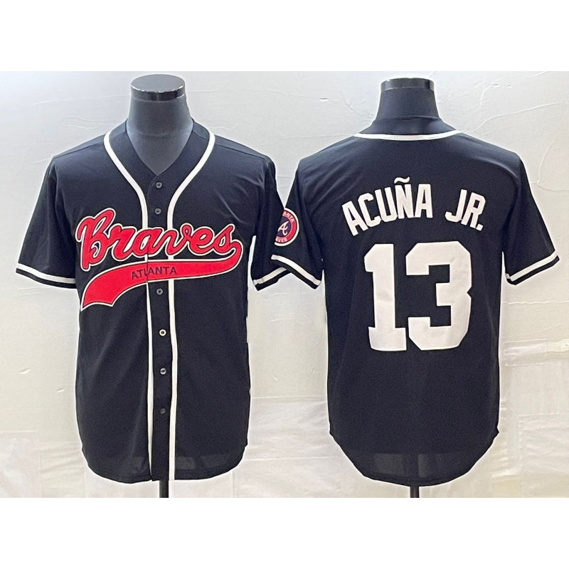 Atlanta Braves #13 Ronald Acuna Jr Black Cool Base Stitched Baseball Jersey