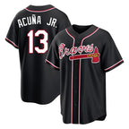 Atlanta Braves #13 Ronald Acuna Jr Player Black Fashion Out Game Stitched Baseball Jersey