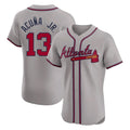 Atlanta Braves #13 Ronald Acuna Jr Player Gray Limited Elite Home Game Stitched Baseball Jersey