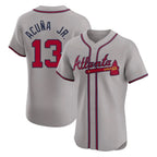 Atlanta Braves #13 Ronald Acuna Jr Player Gray Limited Elite Home Game Stitched Baseball Jersey