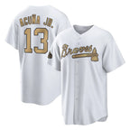Atlanta Braves #13 Ronald Acuna Jr Player White-Gold All-Star Home Game Stitched Baseball Jersey