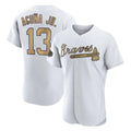 Atlanta Braves #13 Ronald Acuna Jr Player White-Gold All-Star Limtied Elite Home Game Stitched Baseball Jersey
