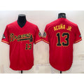Atlanta Braves #13 Ronald Acuna Jr Red Gold World Series Champions Program Cool Base Stitched Baseball Jersey