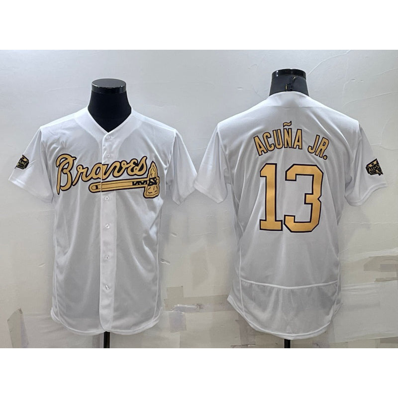 Atlanta Braves #13 Ronald Acuna Jr White 2022 All Star Stitched Flex Baseball Jersey