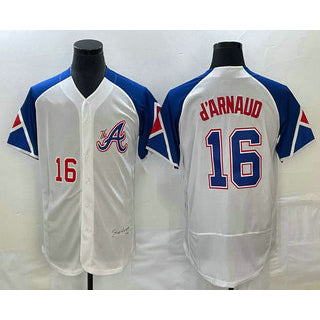 Atlanta Braves #16 Travis dArnaud Number White 2023 City Connect Flex Base Stitched Baseball Jersey