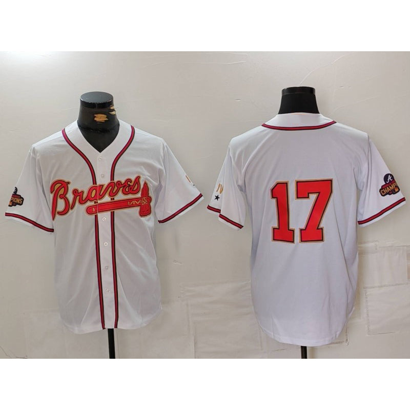 Atlanta Braves #17 Andy Messersmith White Gold World Series Champions Cool Base Stitched Baseball Jersey
