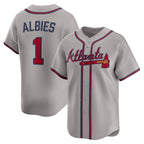 Atlanta Braves #1 Ozzie Albies Gray Road Limited Player Baseball Jersey