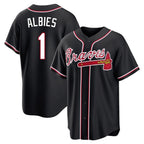 Atlanta Braves #1 Ozzie Albies Player Black Fashion Out Game Stitched Baseball Jersey