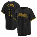 Atlanta Braves #1 Ozzie Albies Player Black Snake Skin City Home Game Stitched Baseball Jersey