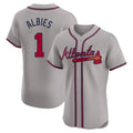 Atlanta Braves #1 Ozzie Albies Player Gray Limited Elite Home Game Stitched Baseball Jersey