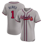 Atlanta Braves #1 Ozzie Albies Player Gray Limited Elite Home Game Stitched Baseball Jersey