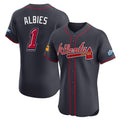 Atlanta Braves #1 Ozzie Albies Player Navy 2025 Speedway Classic Limited Elite Home Game Stitched Baseball Jersey