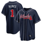 Atlanta Braves #1 Ozzie Albies Player Navy Home Game Stitched Baseball Jersey