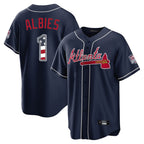Atlanta Braves #1 Ozzie Albies Player Navy USA 250 Fourth Of July Limited Home Game Stitched Baseball Jersey