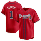 Atlanta Braves #1 Ozzie Albies Player Red Limited Home Game Stitched Baseball Jersey