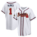 Atlanta Braves #1 Ozzie Albies Player White Gold Home Game Stitched Baseball Jersey