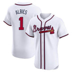 Atlanta Braves #1 Ozzie Albies Player White Limited Elite Home Game Stitched Baseball Jersey