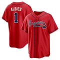 Atlanta Braves #1 Ozzie Albies Red Alternate 2 Replica Baseball Jersey