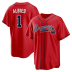 Atlanta Braves #1 Ozzie Albies Red Alternate 2 Replica Baseball Jersey