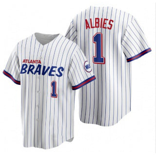 Atlanta Braves #1 Ozzie Albies White 2021 City Connect Stitched Baseball Jersey