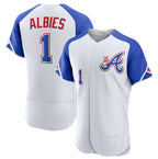 Atlanta Braves #1 Ozzie Albies White 2023 City Connect Flex Base Stitched Baseball Jersey