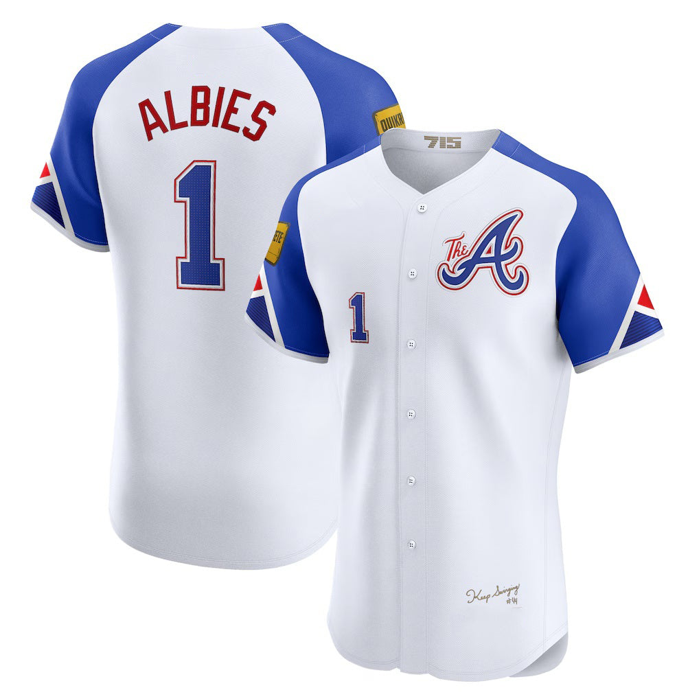 Atlanta Braves #1 Ozzie Albies White City Connect Elite Baseball Jersey