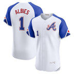 Atlanta Braves #1 Ozzie Albies White City Connect Elite Player Baseball Jersey