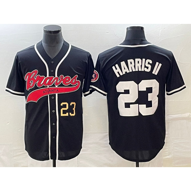 Atlanta Braves #23 Michael Harris II Number Black Cool Base Stitched Baseball Jersey