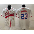 Atlanta Braves #23 Michael Harris II Number White Cool Base With Patch Stitched Baseball Jersey