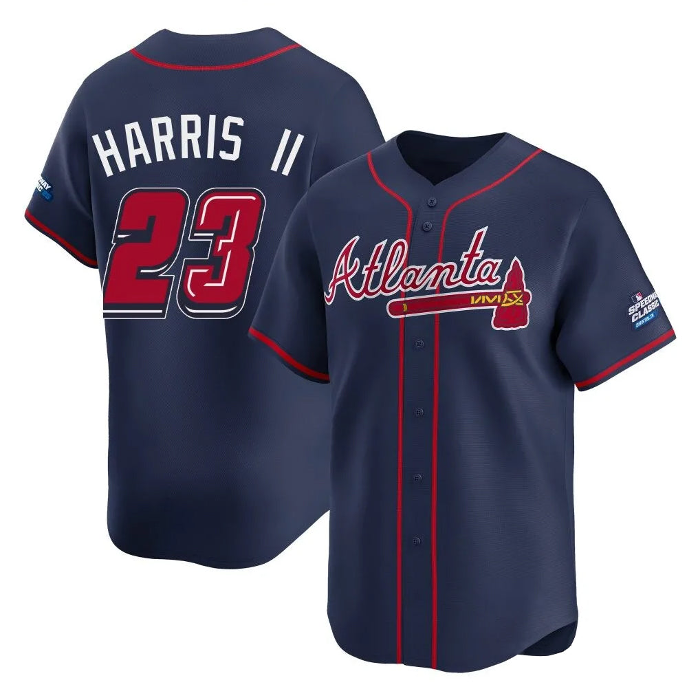 Atlanta Braves #23 Michael Harris II Player Navy 2025 Speedway Classic Home Game Stitched Baseball Jersey