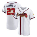 Atlanta Braves #23 Michael Harris II Player White Gold Limited Elite Home Game Stitched Baseball Jersey
