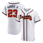 Atlanta Braves #23 Michael Harris II Player White Gold Limited Elite Home Game Stitched Baseball Jersey