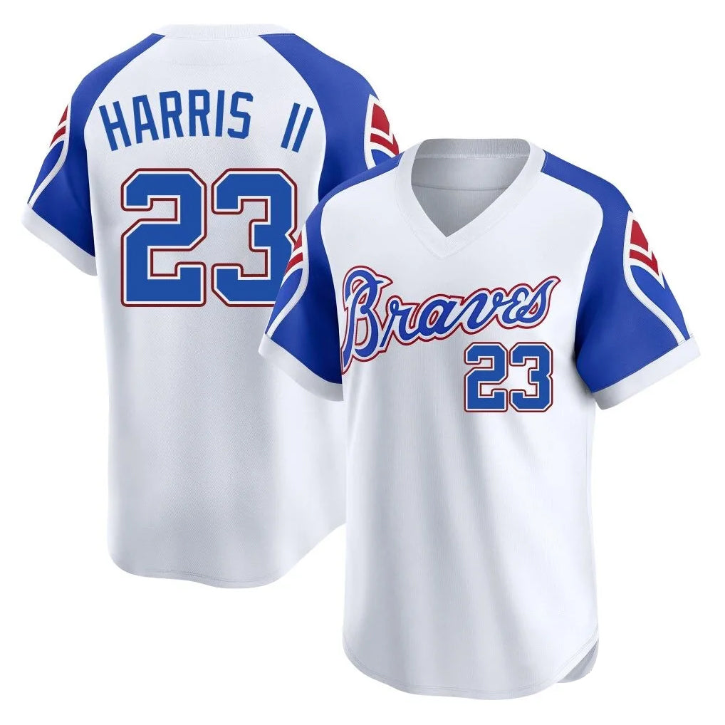 Atlanta Braves #23 Michael Harris II Player White Throwback Cooperstown Collection T-shirt Game Stitched Baseball Jersey
