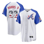 Atlanta Braves #23 Michael Harris II Player White USA 250 Fourth Of July City Connect Home Game Stitched Baseball Jersey