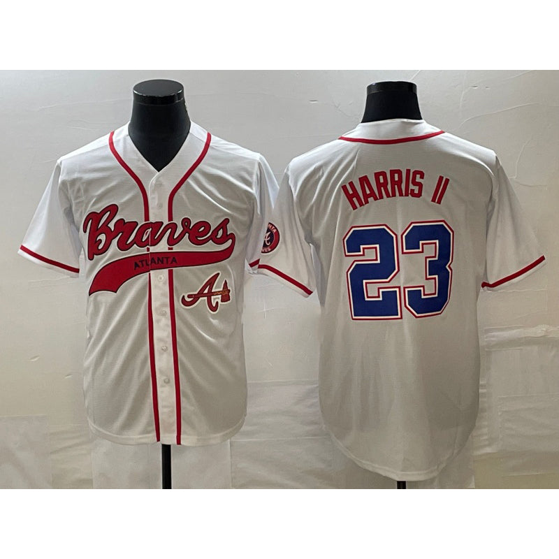 Atlanta Braves #23 Michael Harris II White Cool Base With Patch Stitched Baseball Jersey