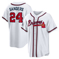 Atlanta Braves #24 Deion Sanders White Home Retired Player Replica Baseball Jersey