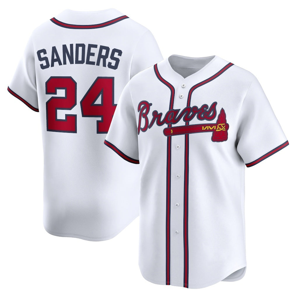 Atlanta Braves #24 Deion Sanders White Limited Player Baseball Jersey