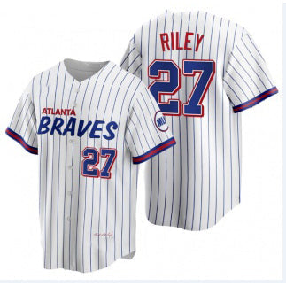 Atlanta Braves #27 Austin Riley 2021 City Connect Stitched White Baseball Jersey
