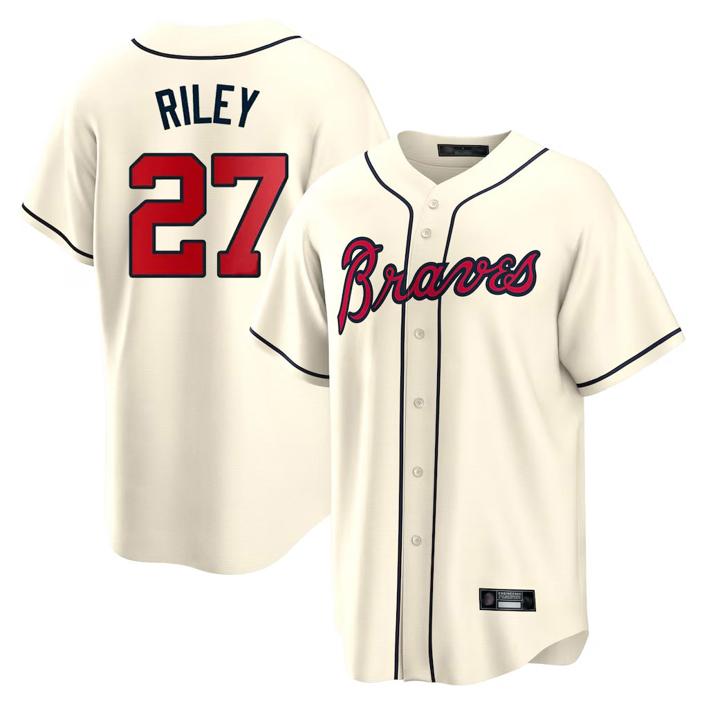 Atlanta Braves #27 Austin Riley Player Cream Home Game Stitched Baseball Jersey