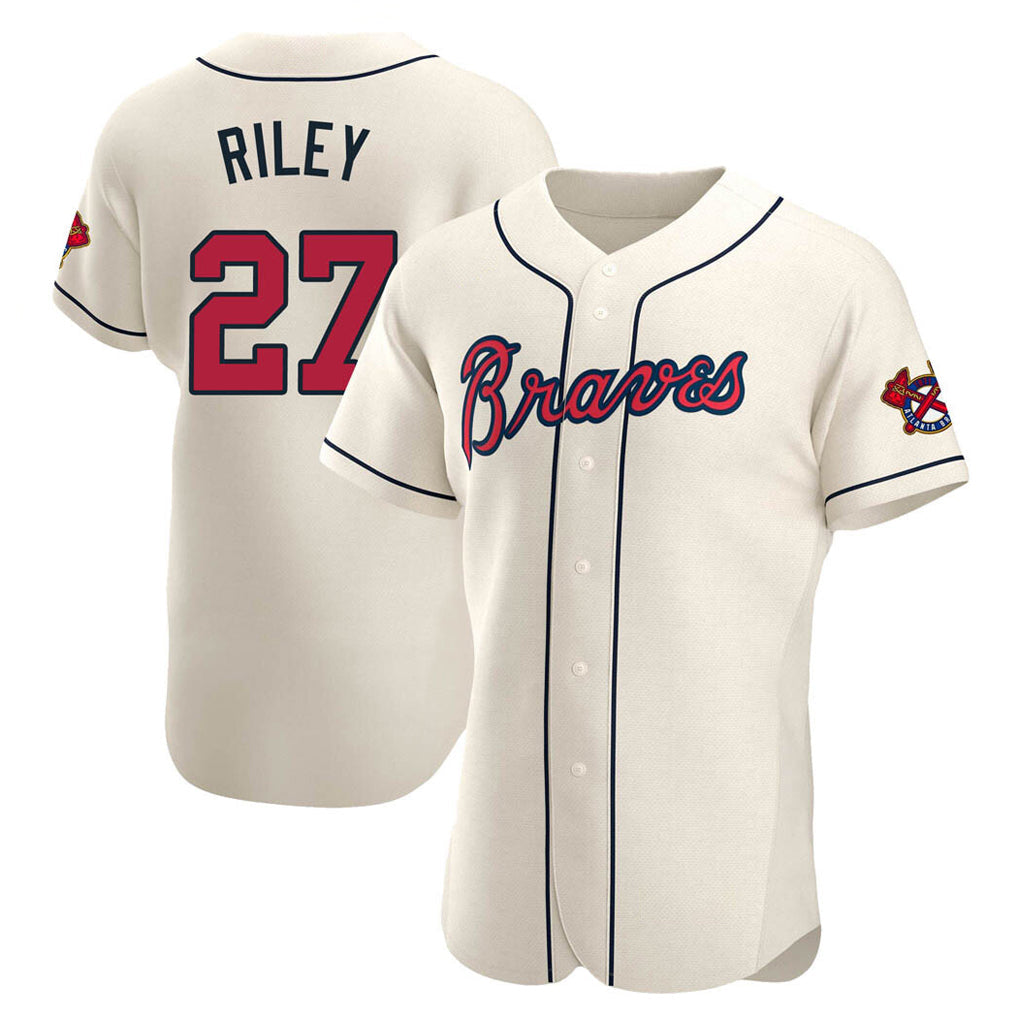 Atlanta Braves #27 Austin Riley Player Cream Limited Elite Home Game Stitched Baseball Jersey
