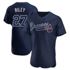 Atlanta Braves #27 Austin Riley Player Navy Alternate Limited Elite Home Game Stitched Baseball Jersey